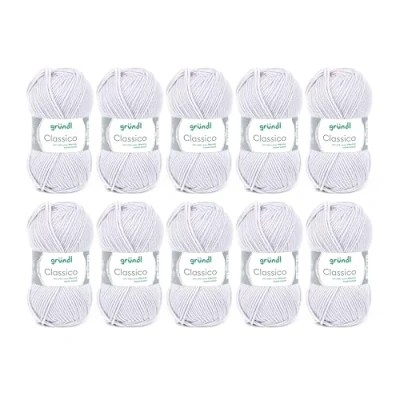 Afbeelding van Gründl Classico wol (Oeko Tex® gecertificeerd breigaren van 50% scheerwol (Merino) &amp; polyacryl, 50 g/120 m, naalddikte: 3,5 4,5, 10 bollen à g), lichtgrijs