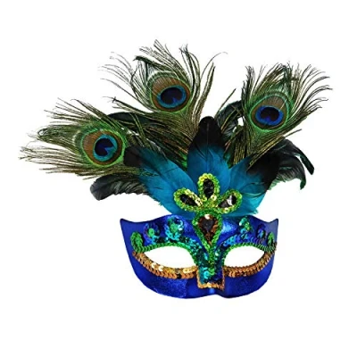 Afbeelding van Widmann Srl masker Domino Pauw voor volwassenen, meerkleurig, WDM07787