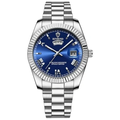 Afbeelding van JewelryWe Herenhorloge roestvrij staal oplichtend horloge: 30 m waterdicht week datum kalender analoog kwarts polshorloge heren zilveren roestvrijstalen armband horloge met lichtgevende wijzers &amp;