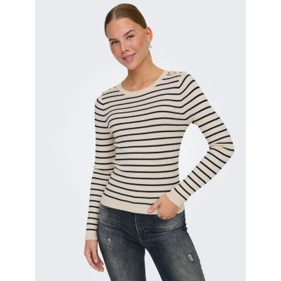 Afbeelding van Only Gebreide trui ONLMILA LS STRIPE BUTTON O NECK CC KNT