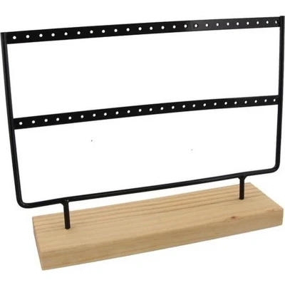 Afbeelding van Knaak Sieradenhouder Display voor Sieraden Oorbellenrek Hout en Metaal 27x22x7 cm Zwart