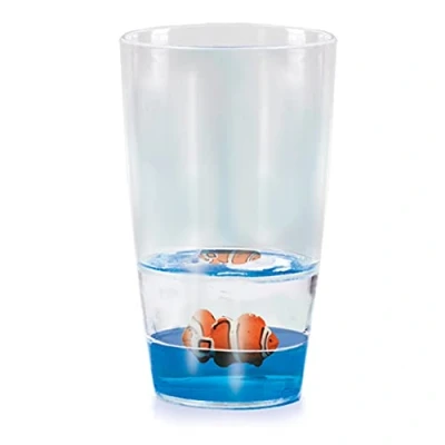 Afbeelding van Floatarama Tumbler Clownvis van Deluxebase. Acryl Drinkglas met Drijvende dierfiguren. 250ml BPA vrije drinkbeker voor kinderen en volwassenen.