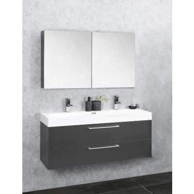 Afbeelding van Differnz Somero badmeubelset 100cm/spiegelkast antraciet