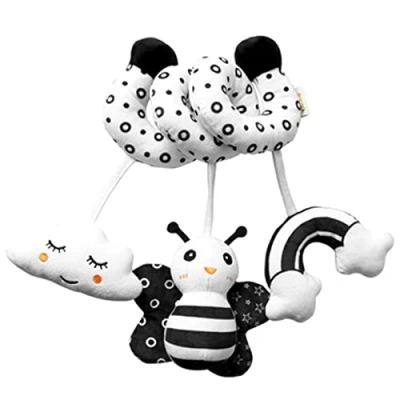 Afbeelding van SWECOMZE Dierbaby activity spiraal ketting, stoffen om vast te pakken en voelen, met bel, babyspeelgoed voor baby&#039;s peuters vanaf 0+ maanden (bijen)
