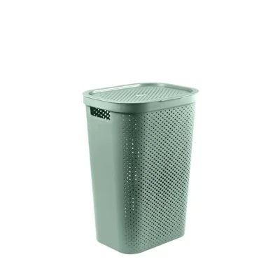 Afbeelding van Curver Infinity Recycled Dots Wasmand met deksel 60L Groen