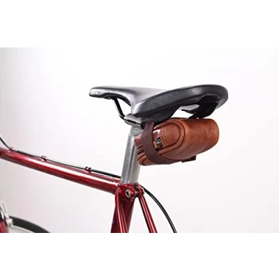 Afbeelding van Gusti zadeltas leer Bradley W. fiets accessoires fietsstang tas fietstas reparatieset geereedschap leren bruin