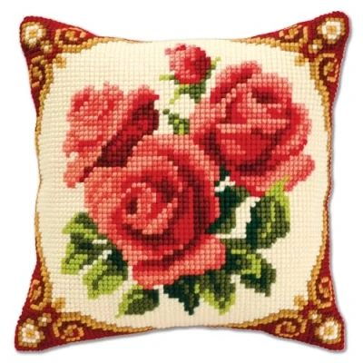 Afbeelding van Kruissteekkussen bloemen 0008576