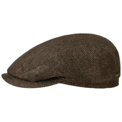 Afbeelding van Stetson Ericsen Wool platte pet voor heren, Made in Germany, voering herfst en winter, bruin, 58
