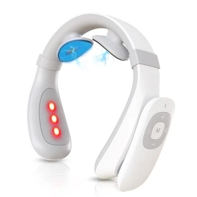Afbeelding van FORTHiQ Nek TENS apparaat met warmte, elektrische nekmassager voor pijnverlichting, 15 niveaus diepe weefselmassage, draagbaar en ontspannend