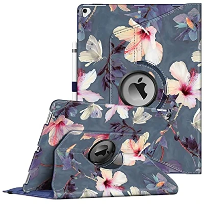 Afbeelding van Fintie Hoes voor iPad Pro 12,9 inch (2e en 1e generatie, model 2017 2015) 360 graden roterende beschermhoes Smart Stand Cover Case met automatische slaap /waakfunctie, (Z Bloeiende Hibiscus)