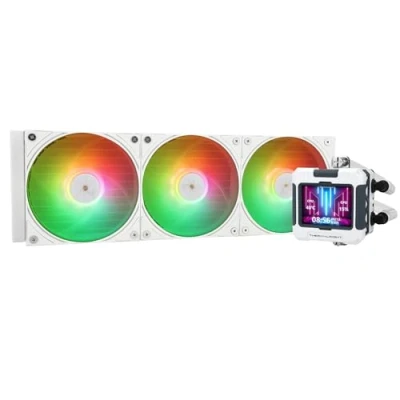 Afbeelding van Thermalright Frozen Warframe 360 wit ARGB CPU waterkoeling, AIO koeling, IPS 320 x 240 resolutie LCD scherm, vloeibare koeler voor AMD/Intel koeler: LGA1700/AM4/AM5,