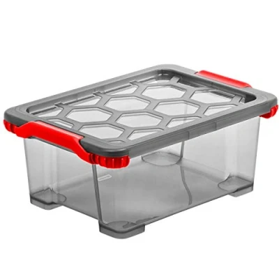 Afbeelding van Rotho, Evo Total Protection, Opbergdoos 11l met deksel, Kunststof (PP) BPA vrij, antraciet/rood, (39,3 x 28,3 16,0 cm)