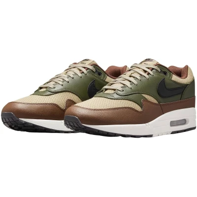 Afbeelding van Nike Sportswear AIR MAX 1 Sneakers laag, Heren, Maat: 40.5, Neutral olive/black/cacao wow Leer en textiel