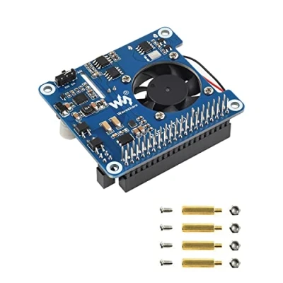 Afbeelding van Power Over Ethernet PoE HAT voor Raspberry Pi 4 B /3B+, IEEE 802.3af/at netwerkstandaard, 5 V USB A en 12 header uitgangen, onboard ventilator MP8676 buck chip