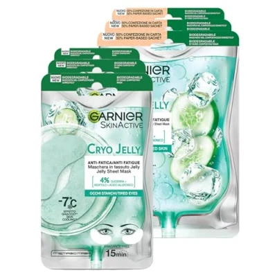Afbeelding van Garnier SkinActive Cryo Jelly anti vermoeidheid oogmasker van stof met ijs effect, 3 toepassingen + gezichtsmasker