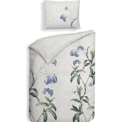 Afbeelding van Heckettlane Dekbedovertrek Lacie Dekbed met instopstrook Grijs 100% Katoen Satijn Bloemen 200x220 + 2 slopen 60/70 cm