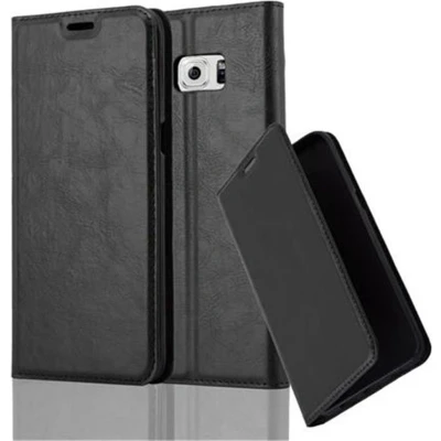 Afbeelding van Cadorabo Hoesje geschikt voor Samsung Galaxy S6 EDGE PLUS in ZWARTE NACHT Beschermhoes met magnetische sluiting, standfunctie en kaartvakje Book Case Cover Etui