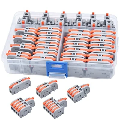 Afbeelding van XALXMAW 62 stuks compacte verbindingsklemmen, DIY splice verbindingsklemmenset, elektrische aansluitklemmen, 0,2 4mm²