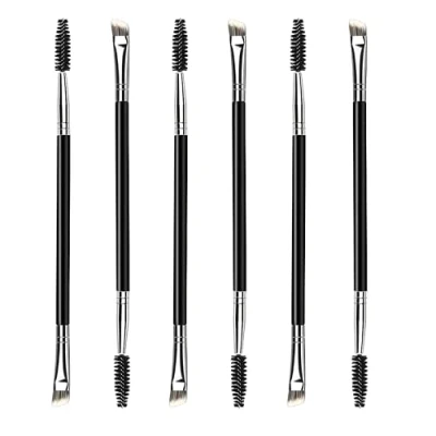 Afbeelding van 6 stuks wenkbrauwkwasten, dubbele uiteinde, schuine wenkbrauwborstel en spoelborstel, mini wimperborstel, wenkbrauwborstel, wimperborstels, voor vormgeving, toevoegen van poeder, kleur gel