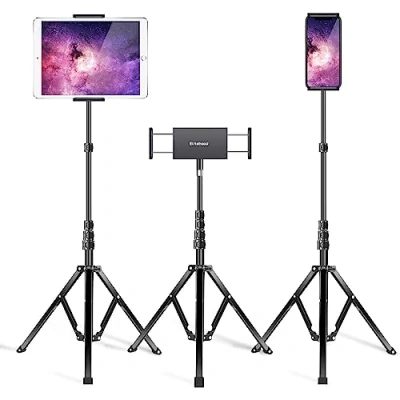 Afbeelding van Elitehood Aluminium tablet statiefhouder, iPad standaard in hoogte verstelbaar tot 65 inch houder statief voor Pro 12.9, 10.5, 9.7, Air, Mini 2 3 4 smartphone en met 4,7 13
