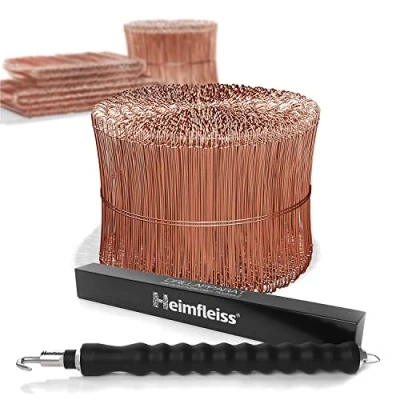 Afbeelding van Heimfleiss® Drillapparaat driller + rodeldraad 1,0 x 140 mm (1000 stuks) hoogwaardige set van draadbinders rodeltang &amp; binddraad steeksluiting koperen draadsluiting oogdraad drill draad