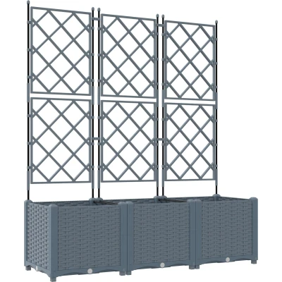 Afbeelding van Tuin Plantenbak met Trellis 3 stuks Lichtgrijs 120x40x143 cm