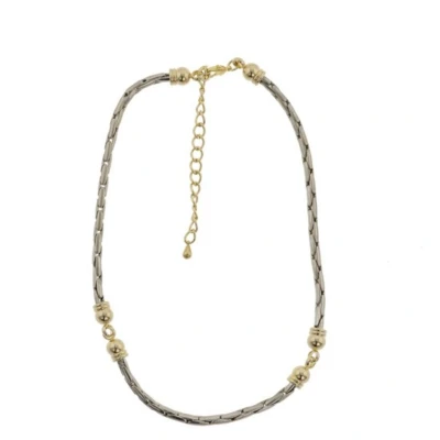 Afbeelding van Behave Ketting schakelketting zilver en goud kleur metaal klassiek dames 40 cm