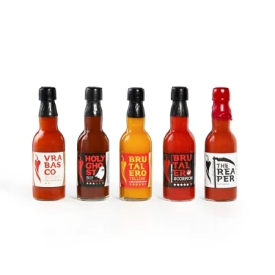 Afbeelding van I LOVE SPICY Chili Sauzen 5 x 100 ml Van Mild tot Extreem Gerookt, Fruitig &amp; Intens Pittig Gefermenteerd, Vegan, Ambachtelijk Elegant Verpakt