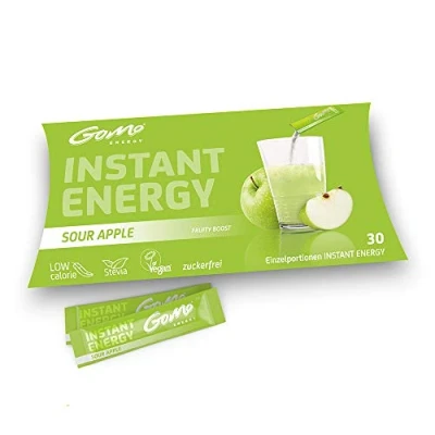 Afbeelding van GoMo ENERGY® 100% Natuurlijke vitaliteitsdrank Suikervrije Booster voor Fysieke en Mentale Vermogens Meer energie, focus concentratie Veganistisch, caloriearm, Stevia SOUR APPLE 30 Enkele porties
