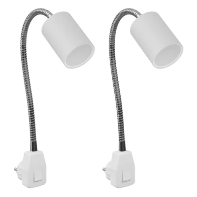 Afbeelding van ledscom.de 2 stuks GU10 fittinglamp WAIKA zwanenhals, schakelaar, wit incl. LED 3 staps dimbaar