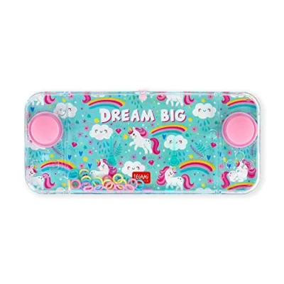 Afbeelding van Legami Mini waterspel met ringen, zonder batterijen, draagbaar, 15,2 x 7 cm, eenhoorn thema