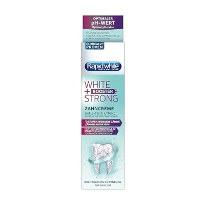 Afbeelding van Rapid White + Strong Booster tandpasta 75 ml, voor onmiddellijk wittere tanden, met optimale pH waarde, bescherming tegen cariës