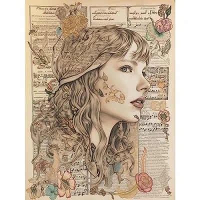 Afbeelding van Artery8 Upcycled Music Book Page Singer Portrait Illustration Extra Large XL Wall Art Poster Print