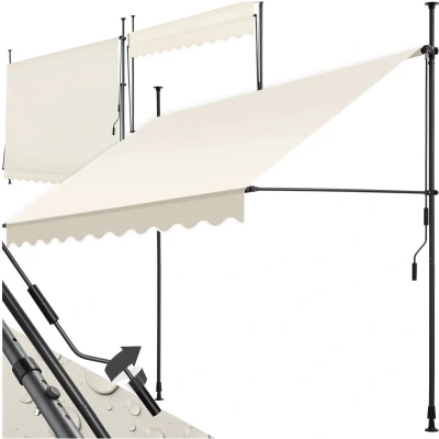 Afbeelding van tectake klemluifel Zonnescherm Zonneluifel Verstelbaar Klem zonwering Balkon 250 x 180 cm beige 404960