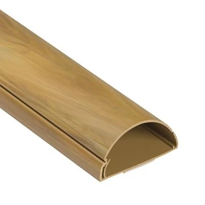 Afbeelding van D Line kabelgoten, kabelgoot voor tv kabels wandmontage, kan worden geschilderd, halfronde zelfklevende kabelgoot, bureaukabelbeheer 50 mm (B) x 25 (H) 1 meter lang houteffect