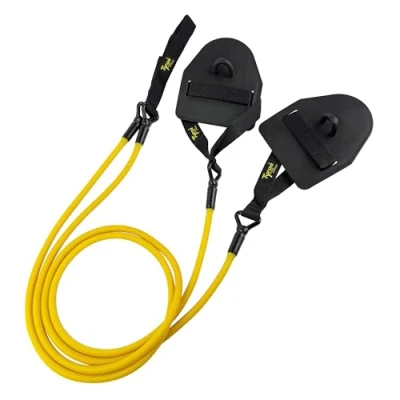 Afbeelding van TYRON Latex trekkoord met handpeddels (lage weerstand), trekkoord, zwemtraining handpeddels, armtrektraining voor zwemmers en triatleten
