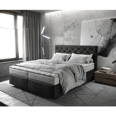 Afbeelding van Boxspringbed Dream Great microvezel antraciet Vintage 160x200 met matras en topper