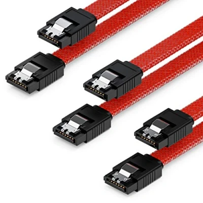 Afbeelding van deleyCON 3x 50cm SATA 3 Kabelset Datakabel 6 Gbit/s Aansluitkabel Verbindingskabel Moederbord HDD SSD Harde Schijf 2 S ATA Stekker Recht Rood
