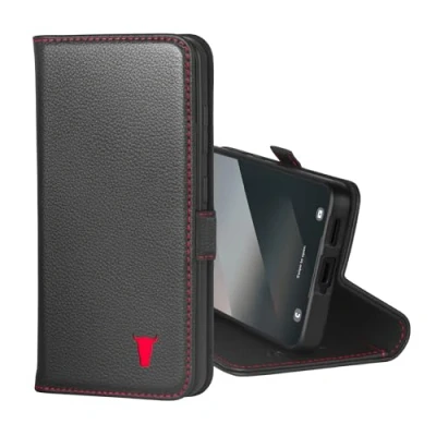 Afbeelding van TORRO lederen hoes case compatibel met Samsung Galaxy S25 5G 2025 premium portemonnee standaard en kaartsleuven (zwart)