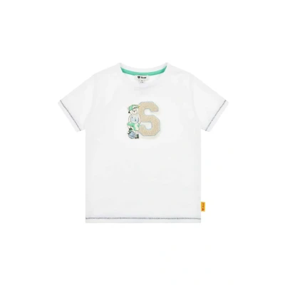 Afbeelding van Steiff Tshirt print voor kinderen, Maat: 104, Bright white