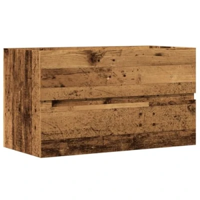 Afbeelding van Wastafelkast 90x38,5x45 cm bewerkt hout oud houtkleurig