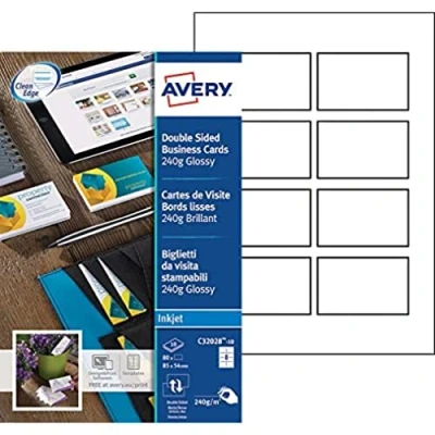 Afbeelding van Huismerk Avery C32028 10 Visitekaartjes Glanzend