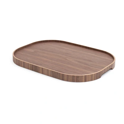Afbeelding van Bosign CurveLine Dienblad Walnoothout Anti slip Large 47 x 34 3 cm