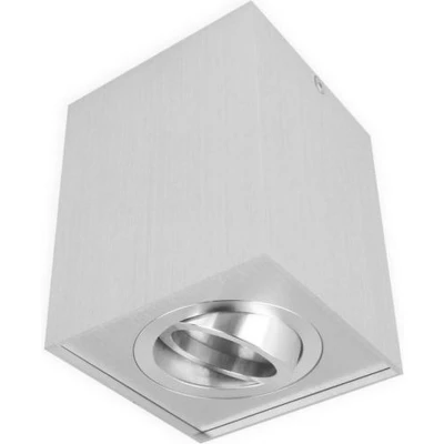 Afbeelding van Opbouwspot Vierkant Hoog, Kantelbaar, GU10 Fitting, Geborsteld Aluminium