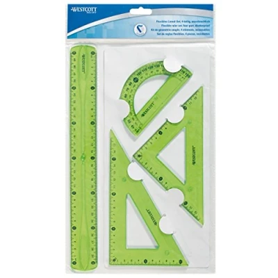 Afbeelding van Westcott E 10302 00 Flexibele liniaalset, 4 delig, kunststof, 3 kleurig gesorteerd