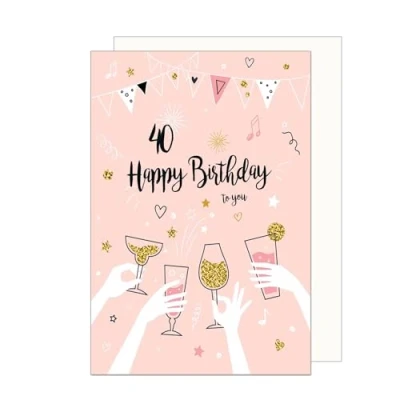 Afbeelding van Edition Seidel Premium Wenskaart voor de 40e verjaardag met envelop. Verjaardagskaart Billet Kaart Happy Birthday Man Vrouw Roze (GZ353 40 SW024)