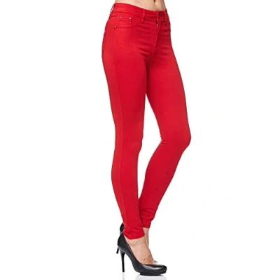 Afbeelding van Elara Dames Stretchbroek Skinny Fit Jegging Chunkyrayan rood H21 40