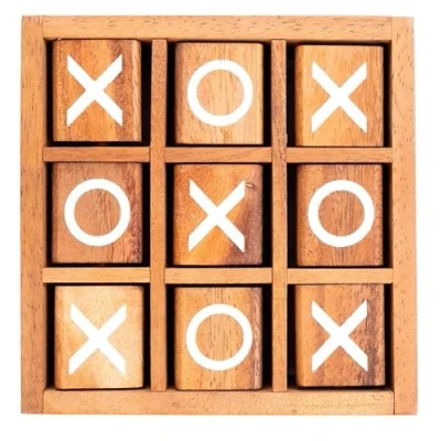 Afbeelding van Engelhart 350380 Houten boter kaas en eieren, tic tac toe, kruisje rondje denkspel ecologisch spel familie bordspel 14 cm x 4