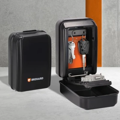 Afbeelding van Brihard Key Lock Box All Season XL met waterdichte hoes, Keysafe wandmontage buiten, veilige sleutelkluis 4 cijferig cijferslot, weerbestendige voor buiten huis en autosleutels