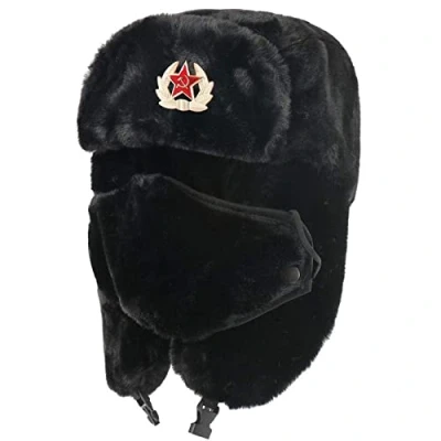 Afbeelding van Russische Ushanka Hoed Winter Thermische Bomber Hoeden Vrouwen Mannen Sovjet Militaire Badge Rusland Oorklep Sneeuw Caps Bk_Soviet_Badge